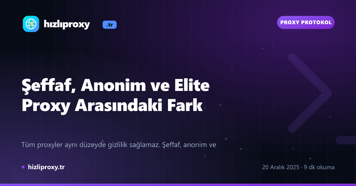 Şeffaf, Anonim ve Elite Proxy Arasındaki Fark